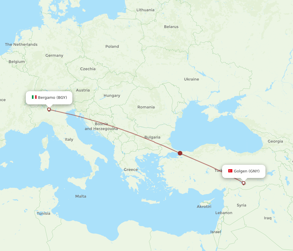 BGY-GNY flight routes