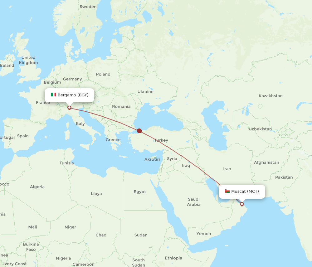 BGY-MCT flight routes