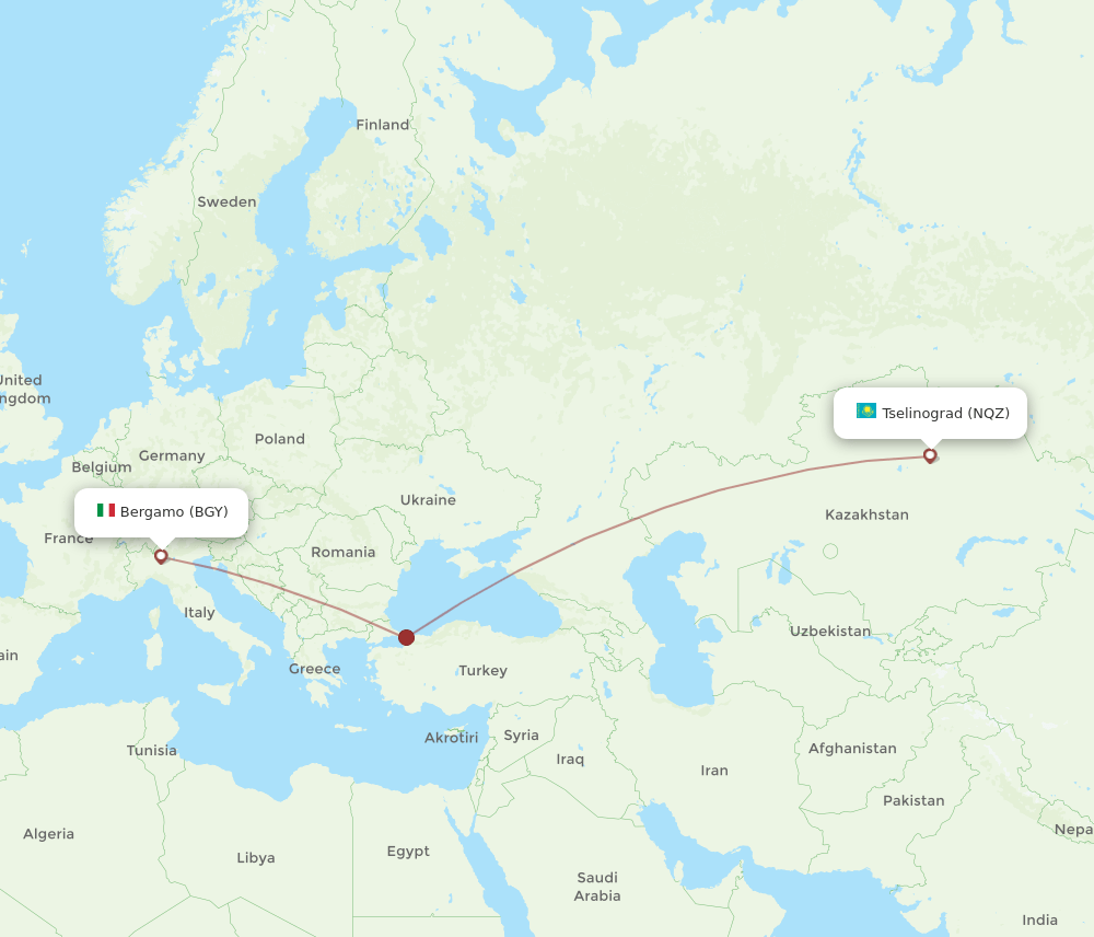 BGY-NQZ flight routes