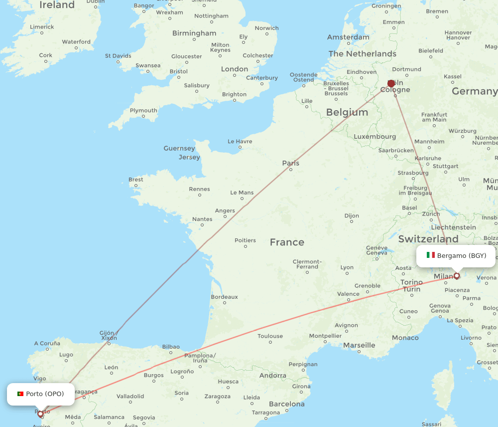 BGY-OPO flight routes