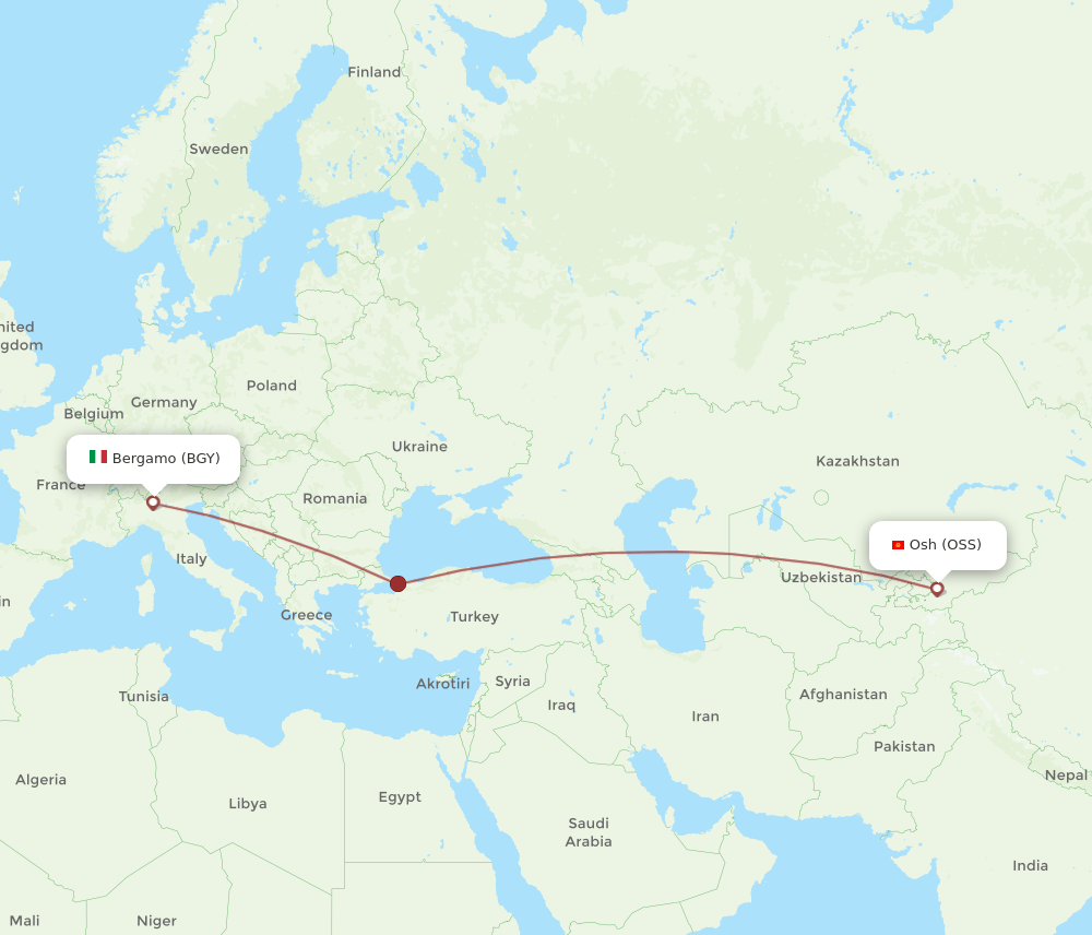 BGY-OSS flight routes