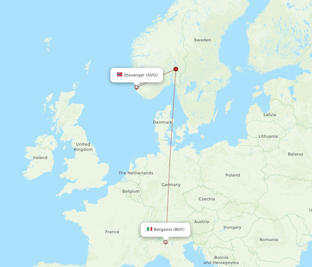 BGY-SVG flight routes