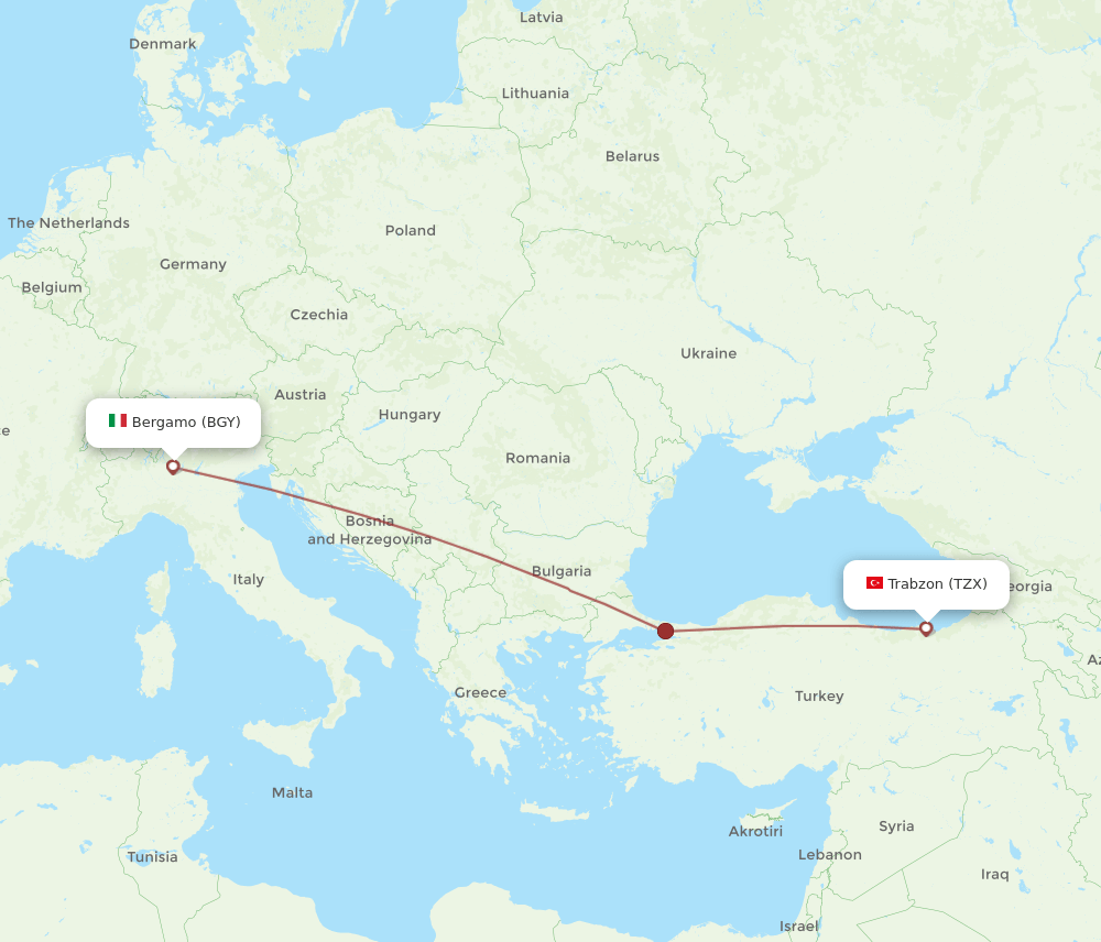 BGY-TZX flight routes