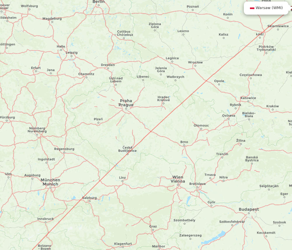 Milan - Modlin route map and flight paths