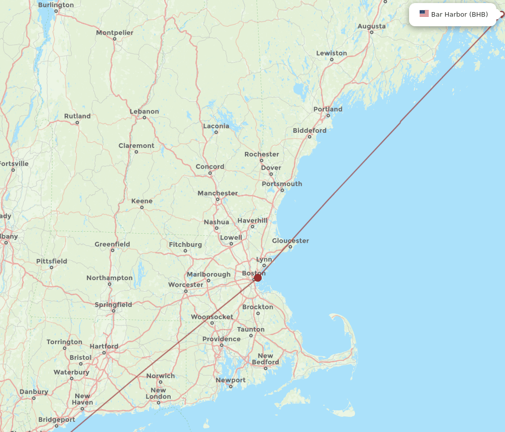 BHB-JFK flight routes