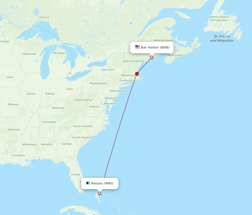 BHB-NAS flight routes