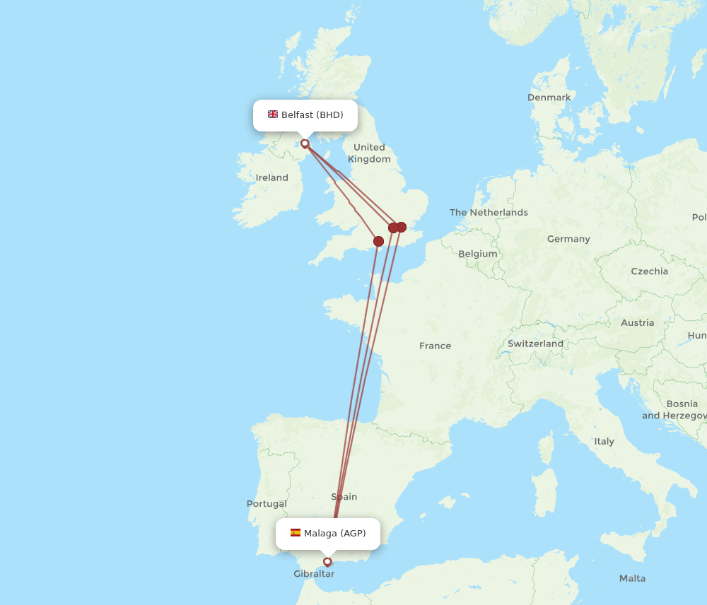 BHD-AGP flight routes
