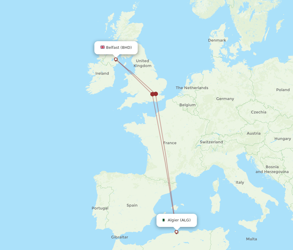 BHD-ALG flight routes