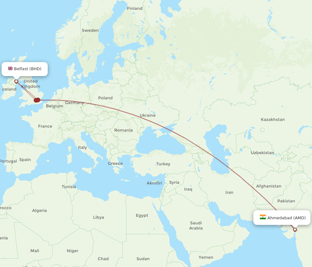 BHD-AMD flight routes