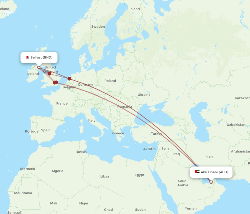 BHD-AUH flight routes