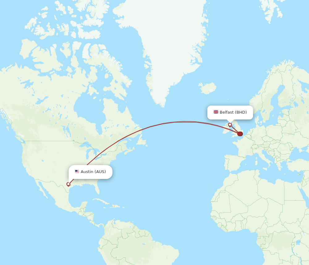 BHD-AUS flight routes