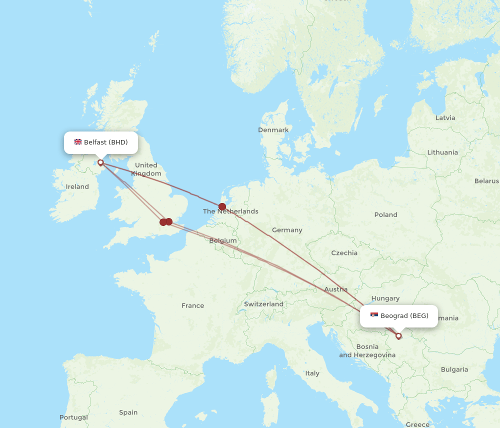 BHD-BEG flight routes