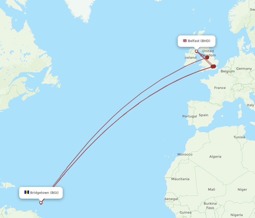BHD-BGI flight routes