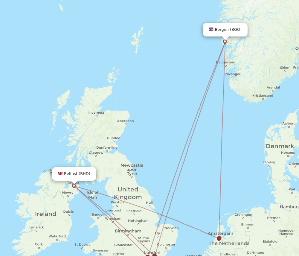BHD-BGO flight routes