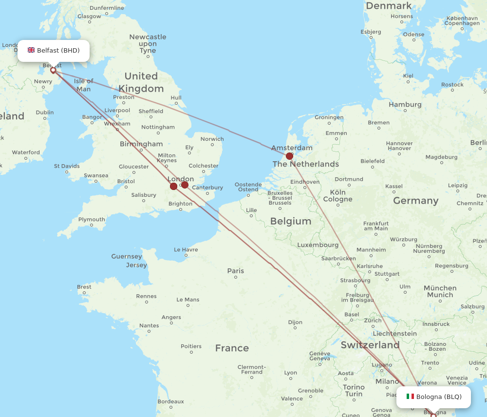 BHD to BLQ flights and routes map