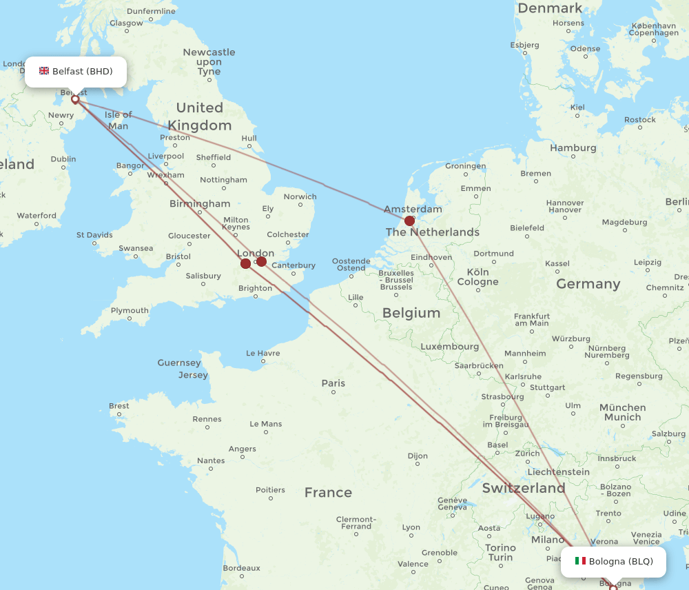 BHD-BLQ flight routes