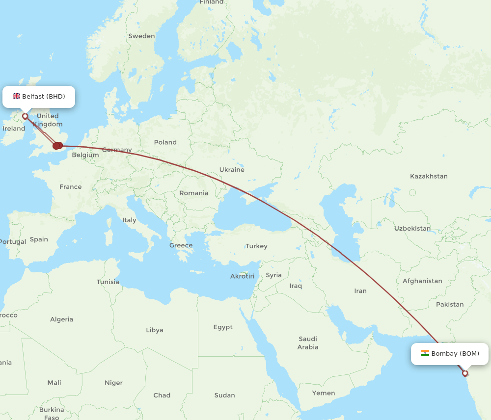 BHD-BOM flight routes
