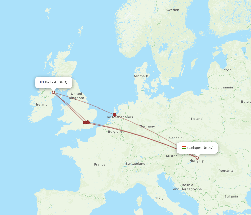 BHD-BUD flight routes