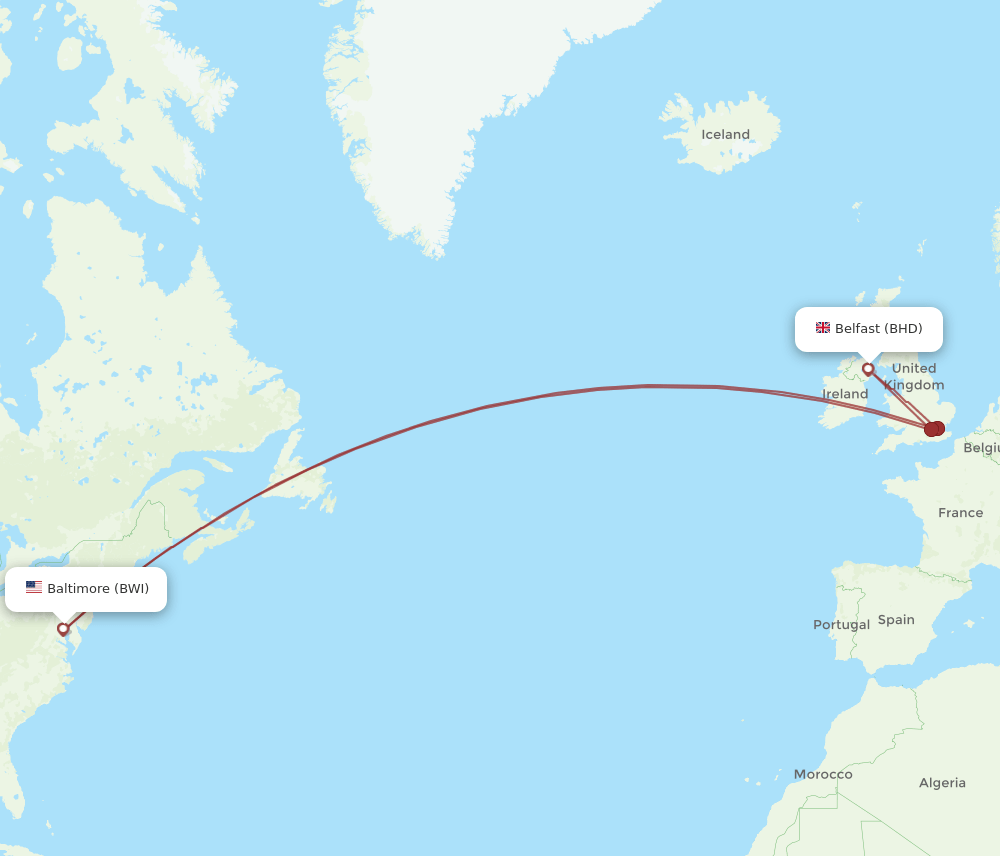 BHD-BWI flight routes