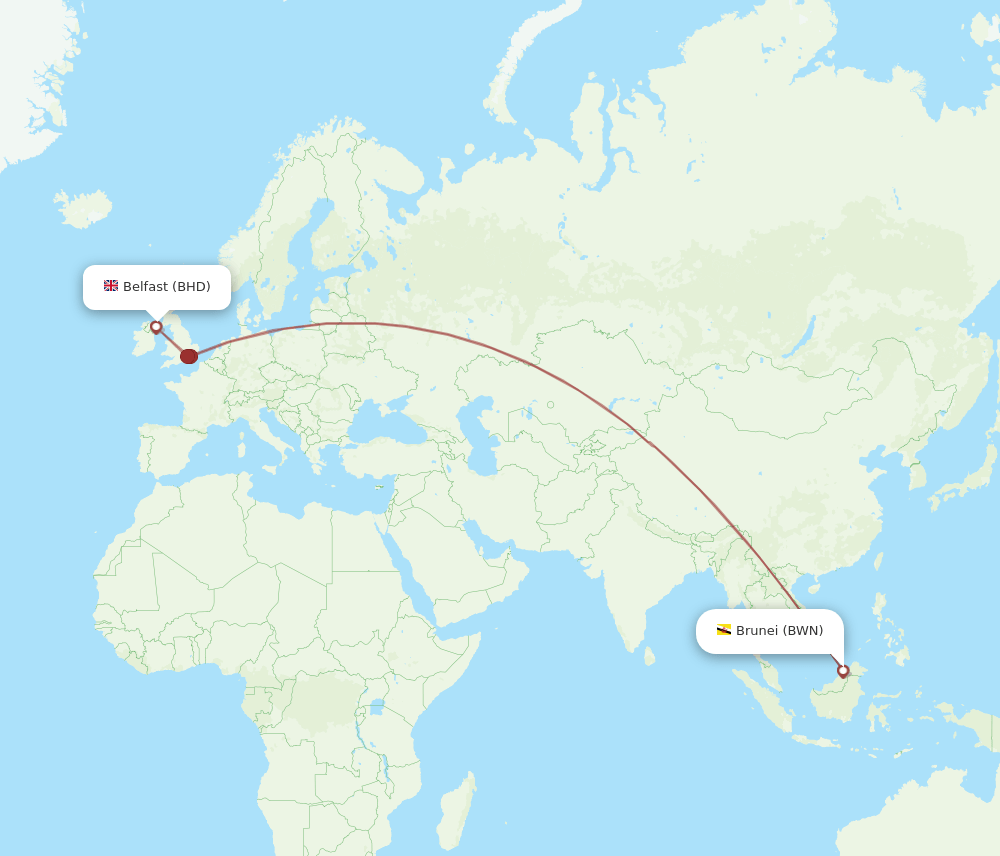 BHD-BWN flight routes