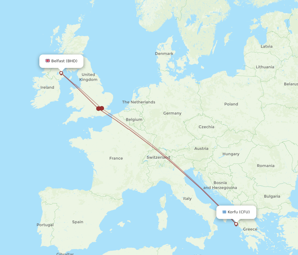 BHD-CFU flight routes