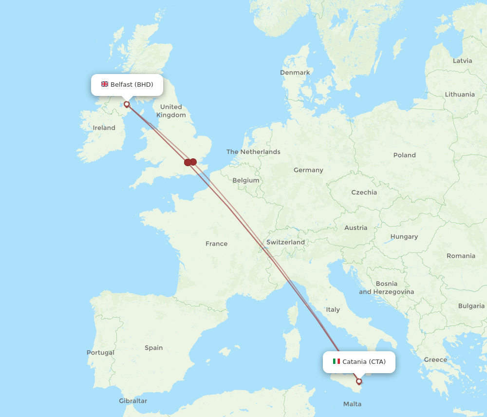 BHD-CTA flight routes