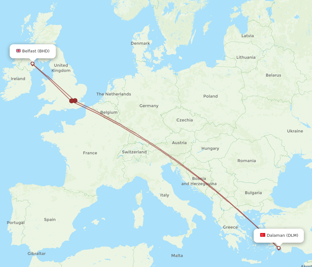 BHD-DLM flight routes