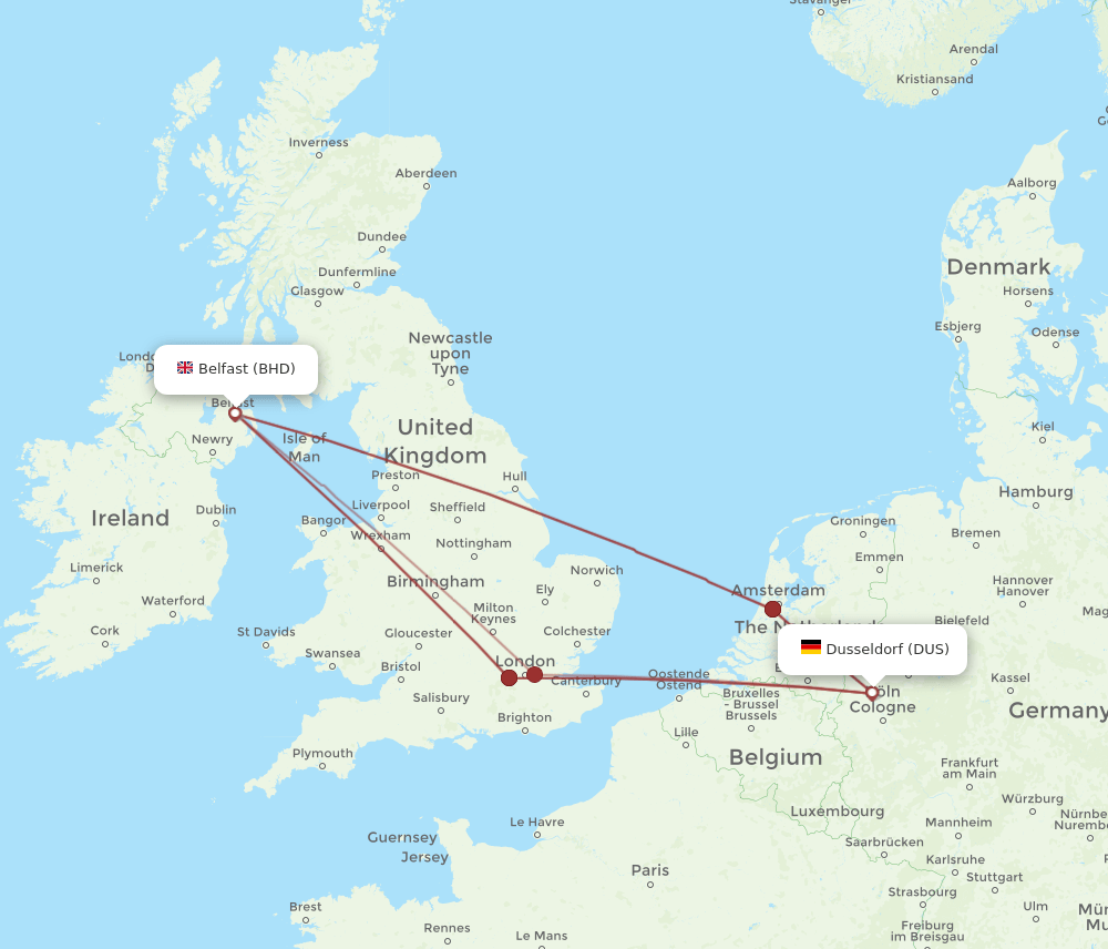 BHD-DUS flight routes
