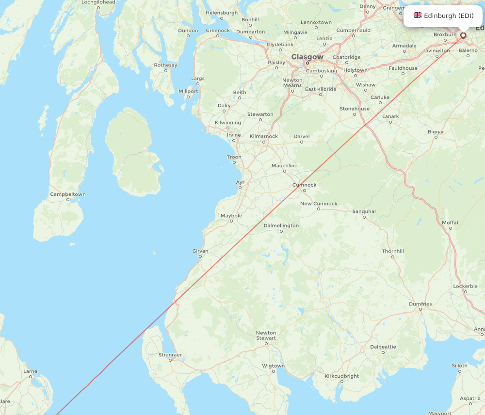 BHD to EDI flights and routes map