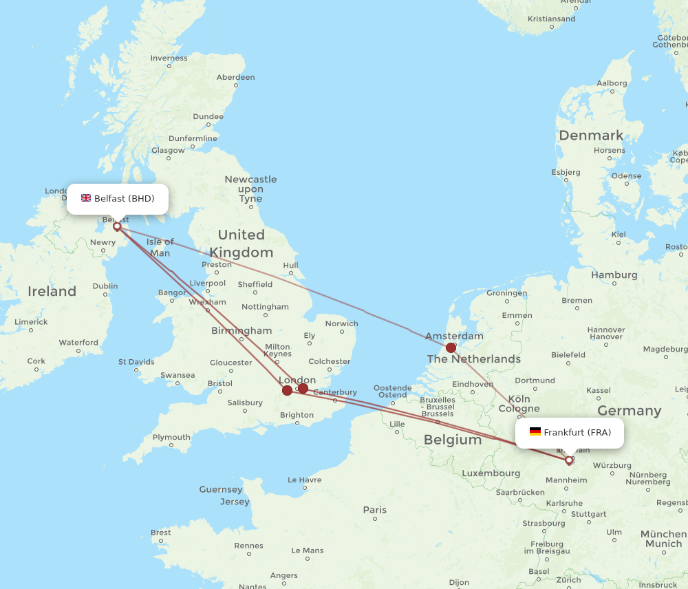 BHD to FRA flights and routes map