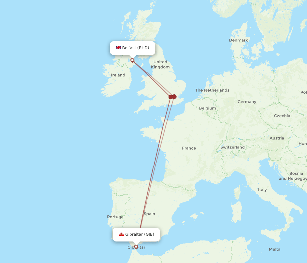BHD-GIB flight routes
