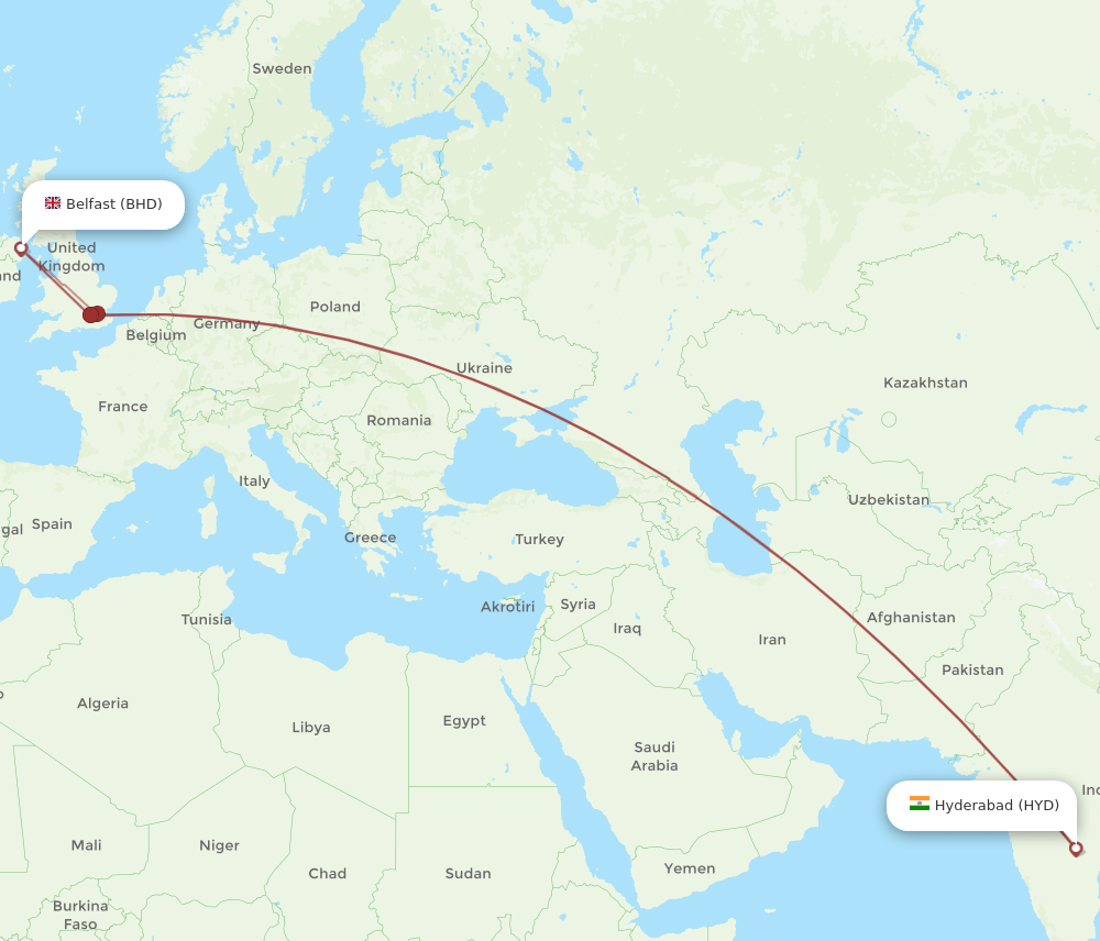 BHD-HYD flight routes