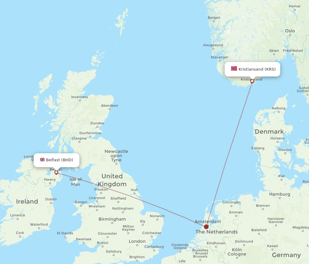 BHD-KRS flight routes