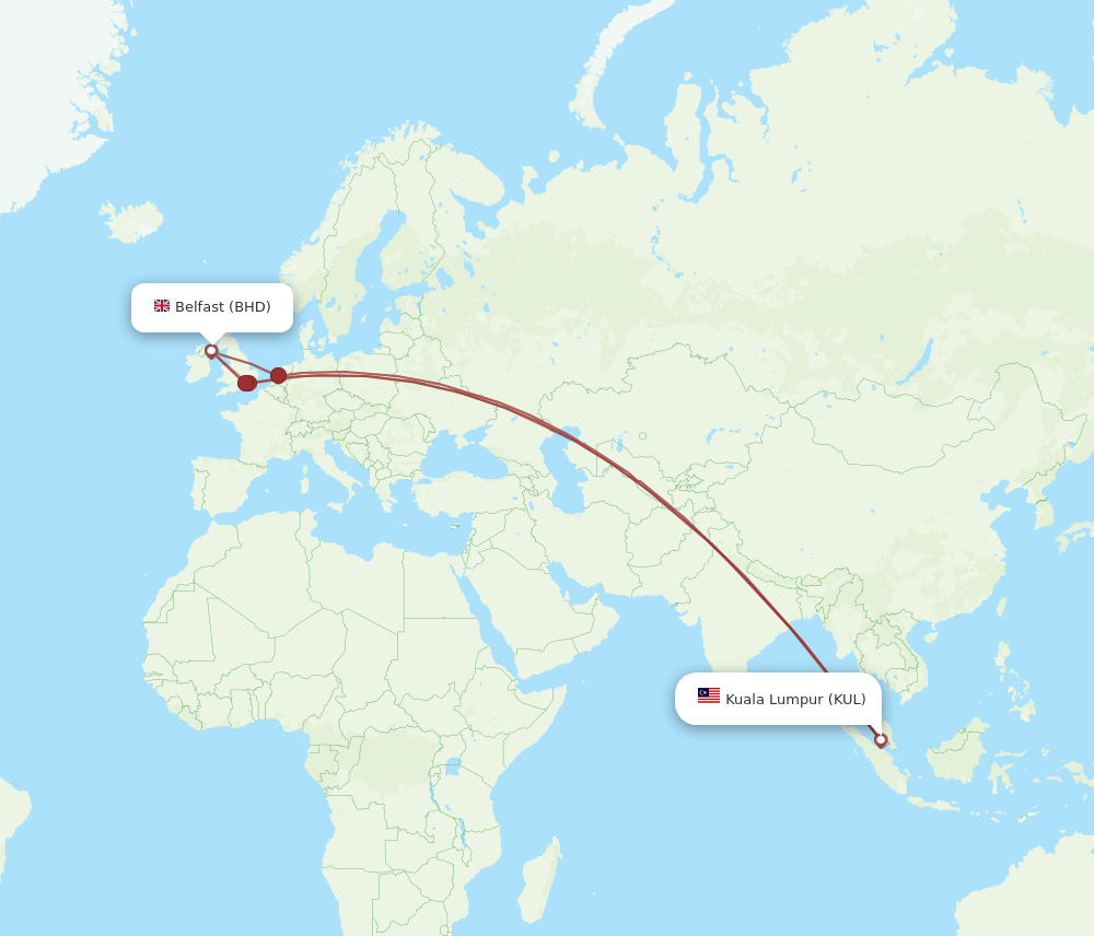 BHD-KUL flight routes
