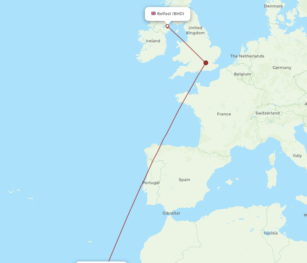 BHD to LPA flights and routes map