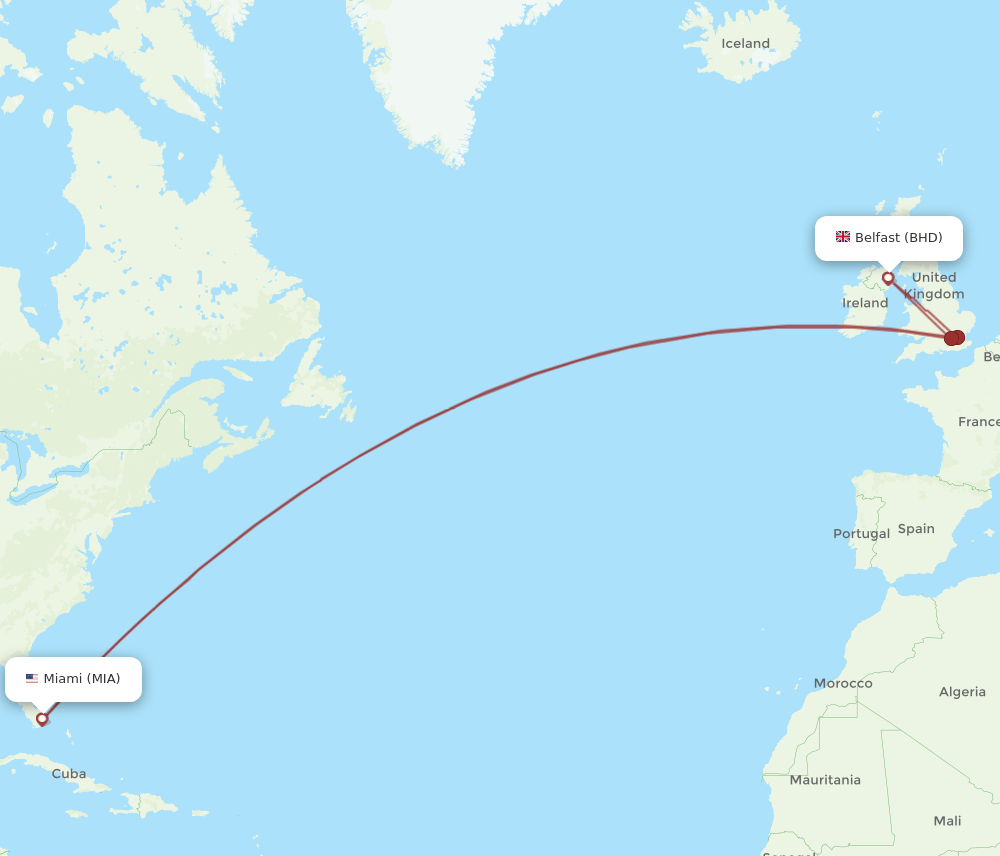 BHD-MIA flight routes