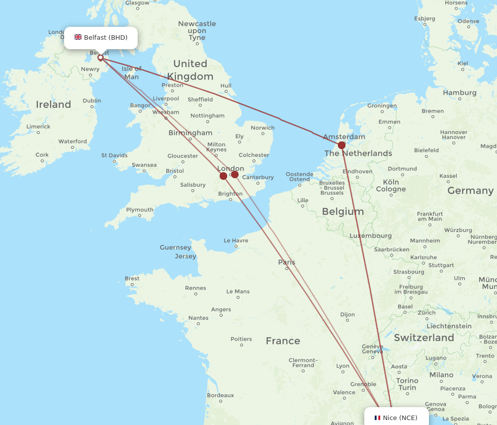BHD-NCE flight routes