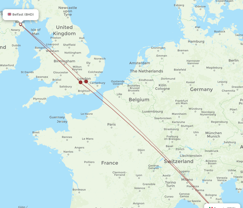 BHD to PEG flights and routes map