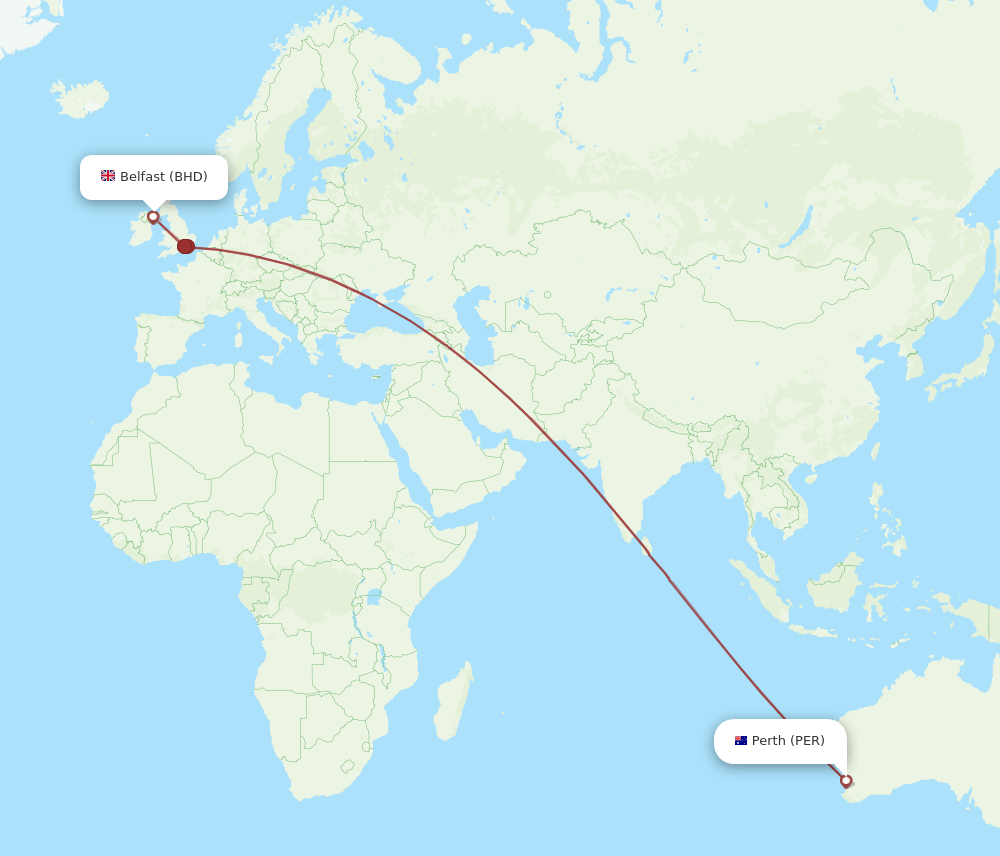 BHD-PER flight routes