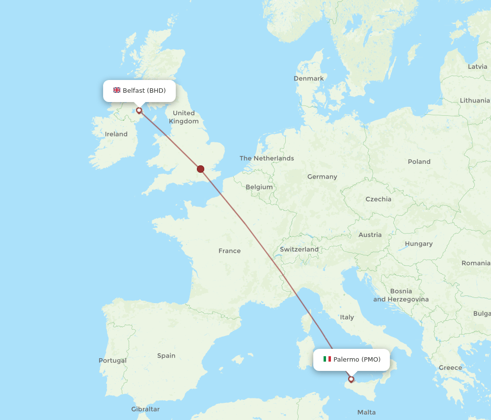 BHD to PMO flights and routes map