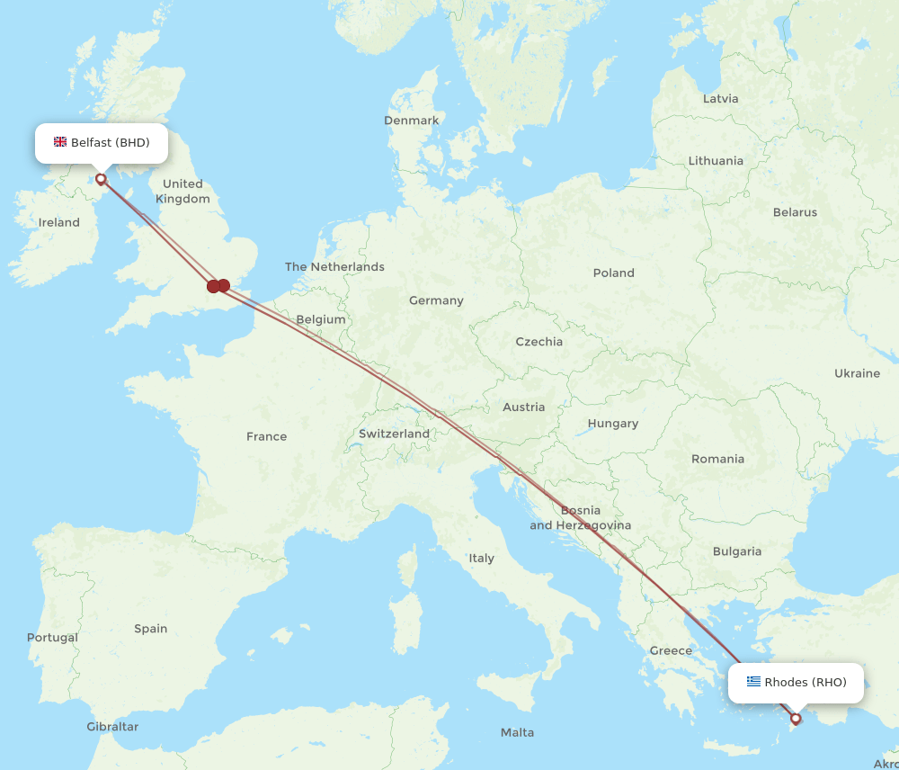 BHD-RHO flight routes