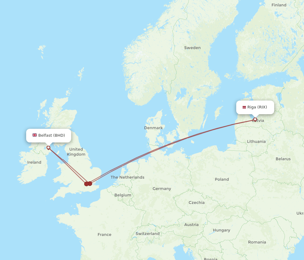 BHD-RIX flight routes