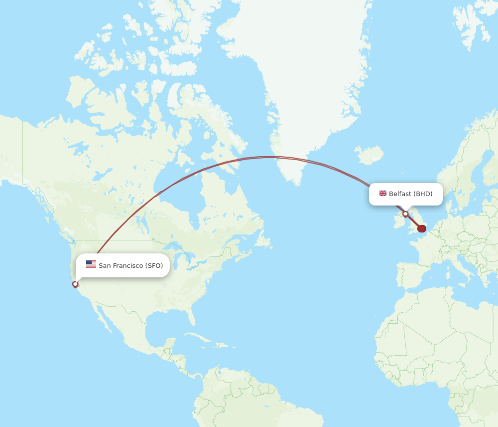 BHD-SFO flight routes