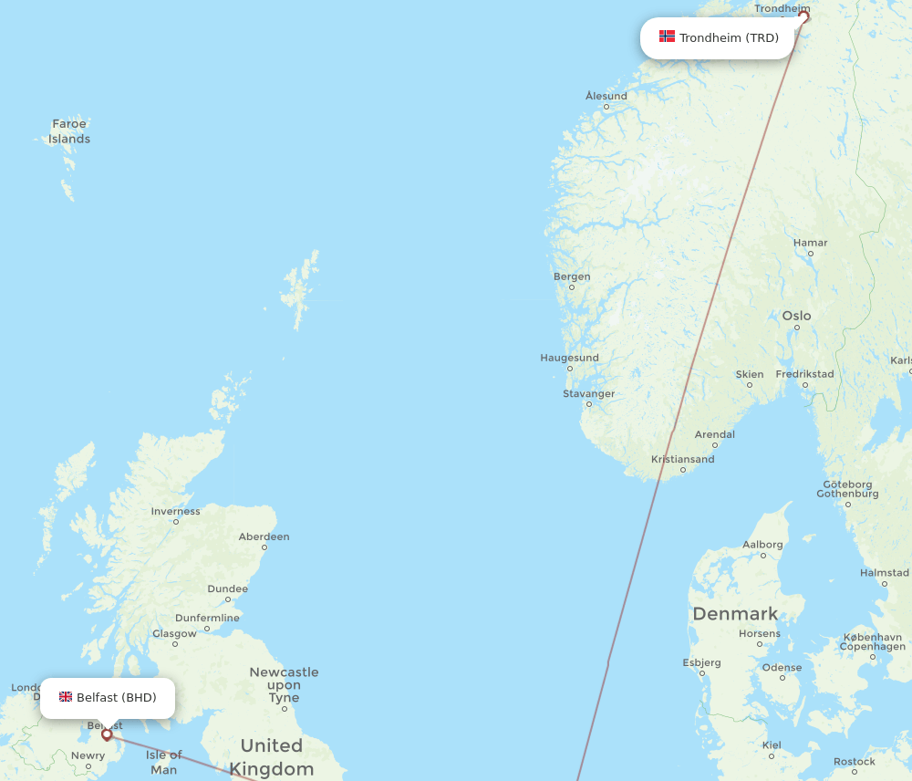 BHD-TRD flight routes