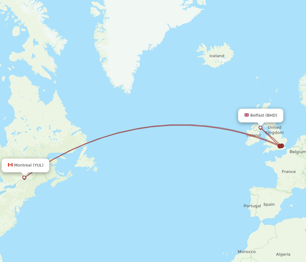 BHD-YUL flight routes