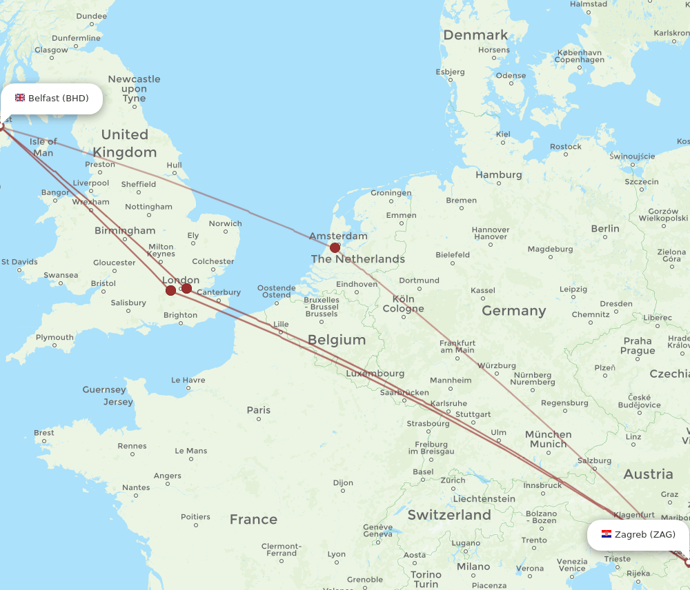 BHD-ZAG flight routes