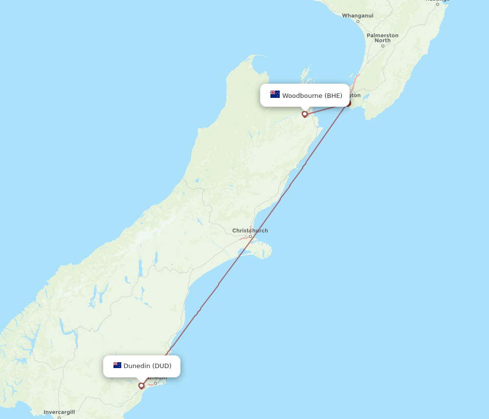 BHE-DUD flight routes