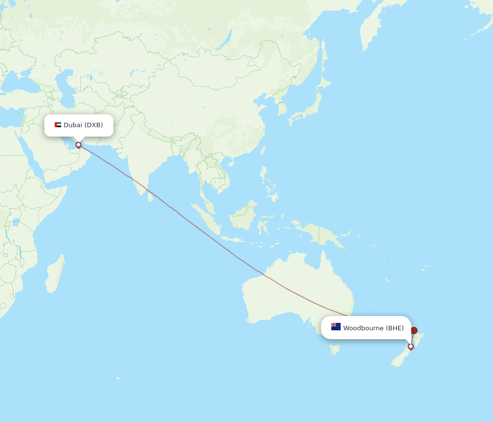 BHE-DXB flight routes