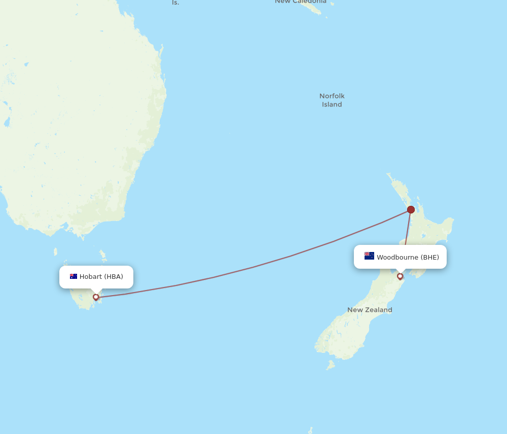 HBA to BHE flights and routes map