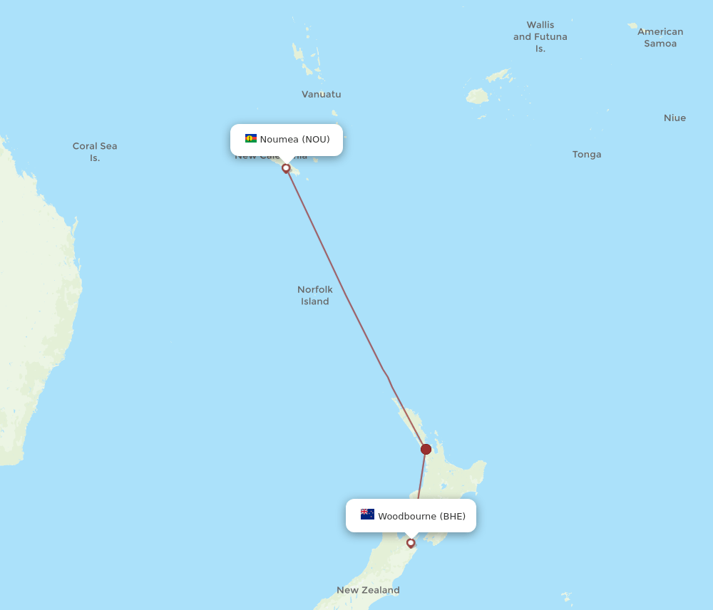BHE-NOU flight routes